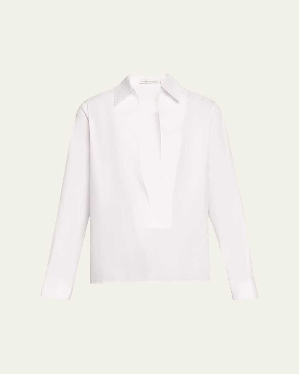 Haines Plunge-Neck Poplin Shirt